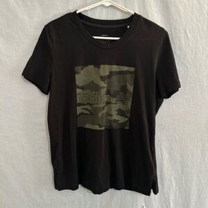 Women's Adidas Black and Camo Short Sleeve Shirt